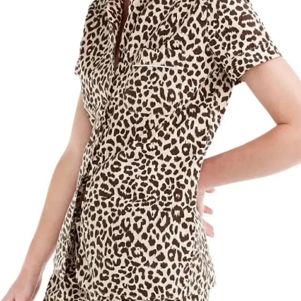J Crew Animal Print Cotton Camp Shirt Sz XSMALL